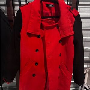 Men's Red and Black Double-Breasted Coat